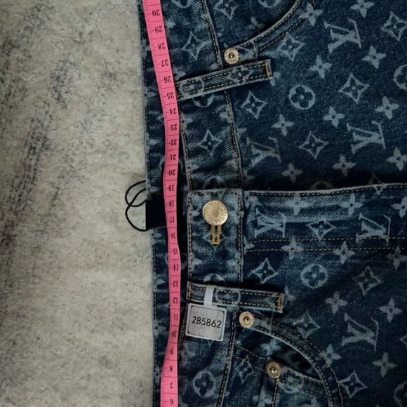 LOUIS VUITTON jacquard all-over print zip-up jeans - Picture 12 of 13